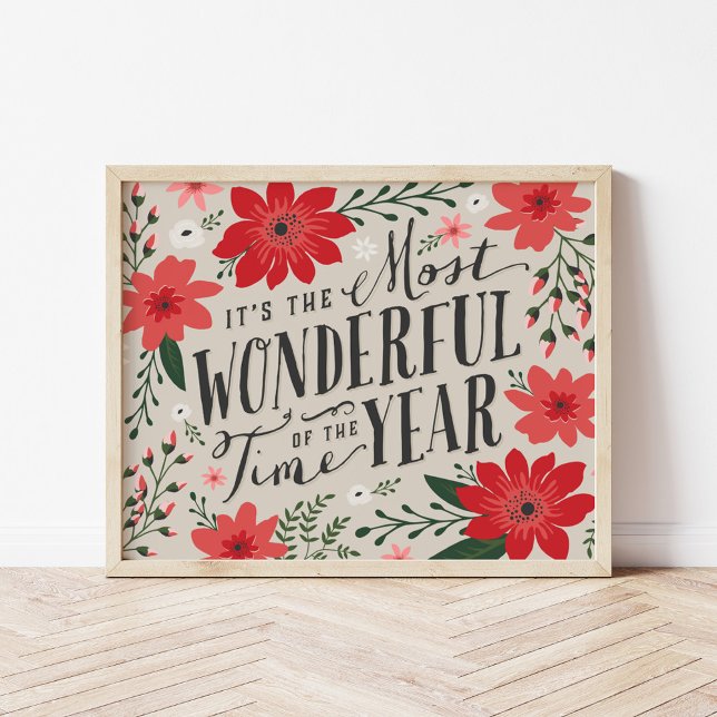 The Most Wonderful Time of Year Holiday Floral Poster (Creator Uploaded)
