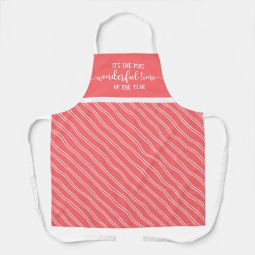 The Most Wonderful Time Of Year Pink Holiday Apron