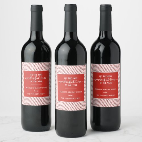 The Most Wonderful Time Of Year Red Holiday Wine Label