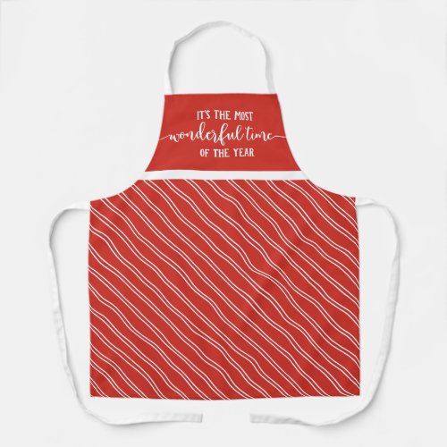 The Most Wonderful Time Of Year Red Stripe Holiday Apron