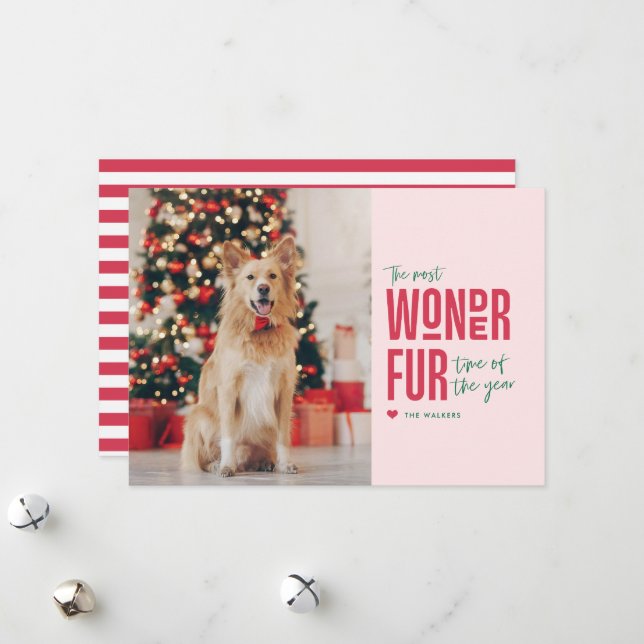 The Most Wonderfur Time Pet Holiday Photo Card (Front/Back In Situ)