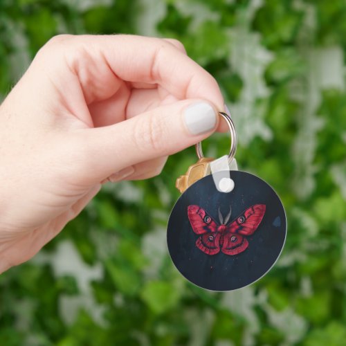 The moth of scarlet red keychain