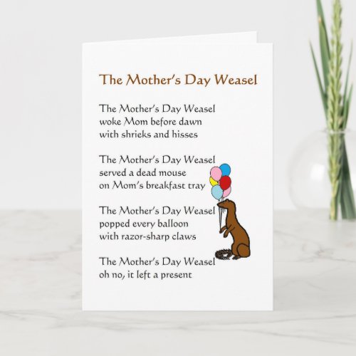 The Mothers Day Weasel A Funny Mothers Day Poem Card