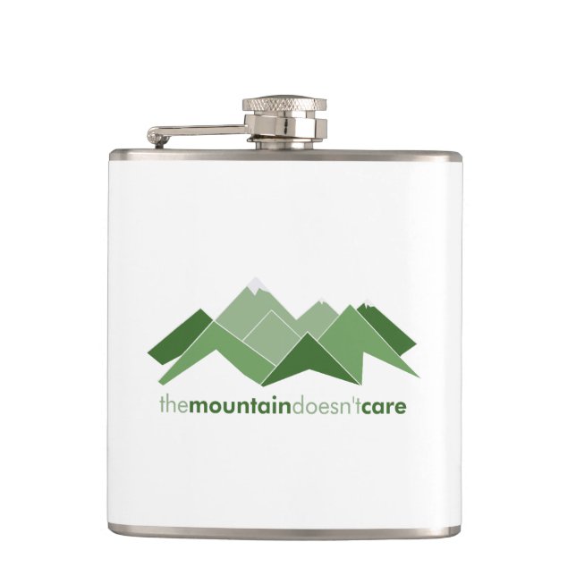 The Mountain Doesn't Care Flask (Front)