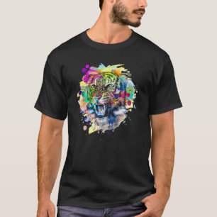 The Mountain Tigers with Splash Colors Illustratio T-Shirt