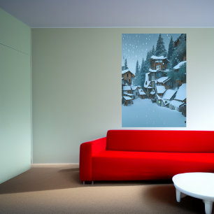 The mountain village AI Art Poster