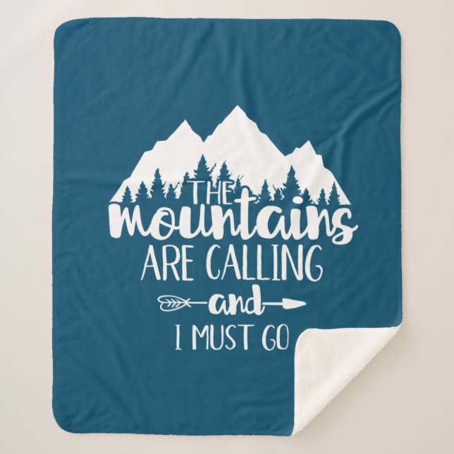 The Mountains Are Calling and I Must Go Sherpa Blanket (Front)