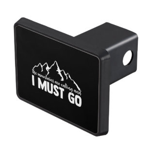 The Mountains are Calling and I Must Go (White) Hitch Cover