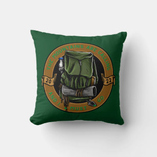 The Mountains Are Calling Backpack Hiking Camping Throw Pillow