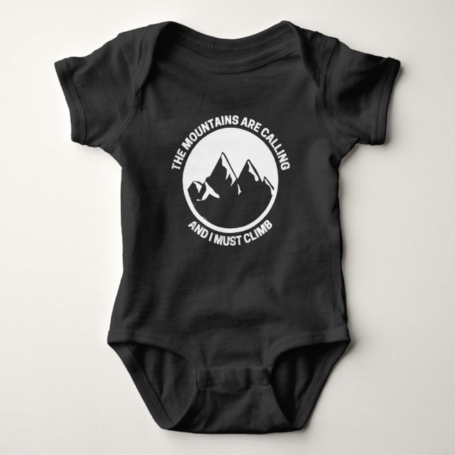 The Mountains Are Calling Climb Baby Bodysuit (Front)