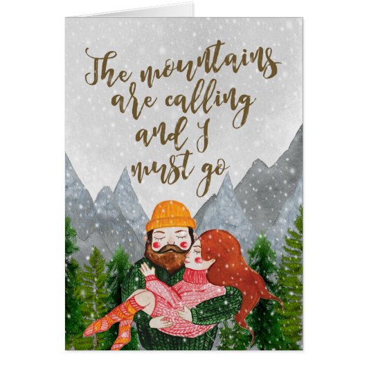 the mountains are calling hipster couple card (Front)
