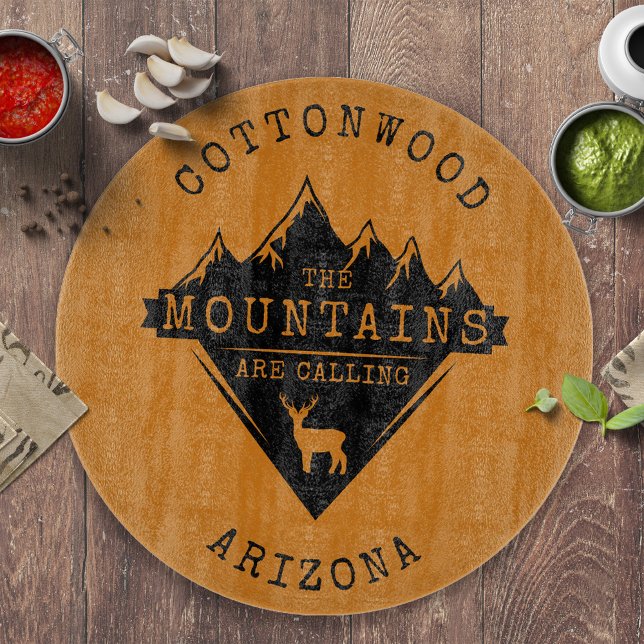 The Mountains are Calling Orange Cutting Board (Creator Uploaded)