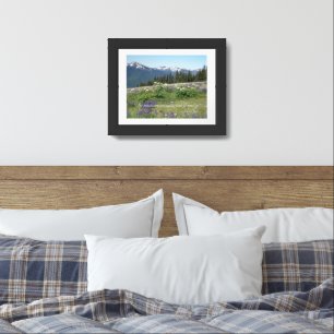 The Mountains are Calling Quote Meadow Wildflowers Framed Art