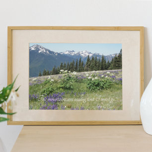 The Mountains are Calling Quote Meadow Wildflowers Poster