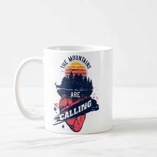 The mountains are calling  Retro camping quote  Coffee Mug
