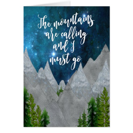 the mountains are calling typography card (Front)