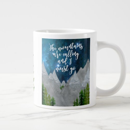 the mountains are calling typography mug