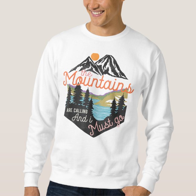 The Mountains Are Calling Vintage Hiking Adventure Sweatshirt (Front)