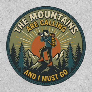 The Mountains Are Calling Vintage Hiking Badge