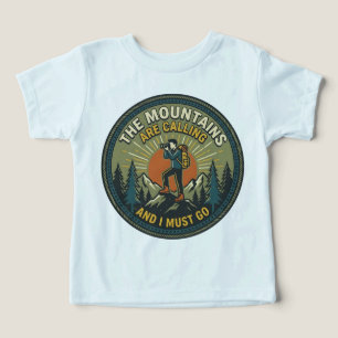 The Mountains Are Calling Vintage Hiking Badge Toddler T-shirt