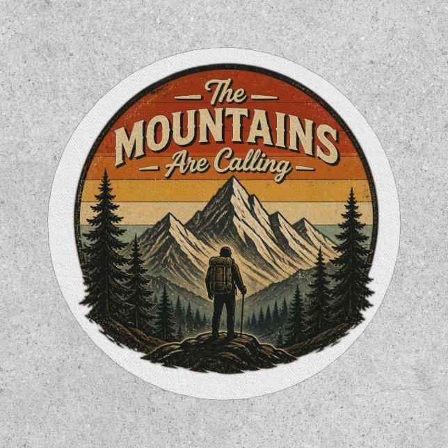 The Mountains Are Calling – Vintage Hiking Patch (Front)