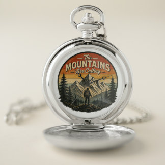 The Mountains Are Calling – Vintage Hiking Pocket Watch