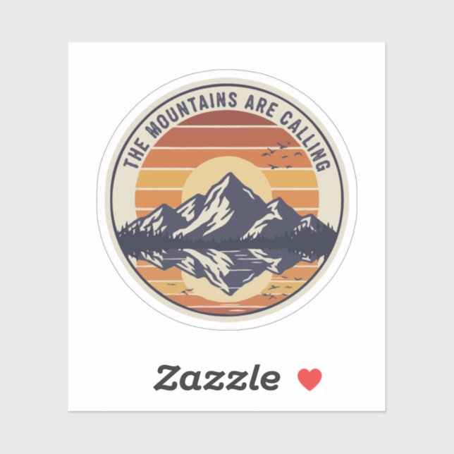  The Mountains Are Calling Vintage Retro Sunset  Sticker (Sheet)