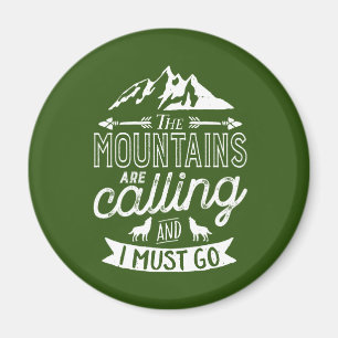 The Mountains Are Calling Vintage Rock Climbing Magnet