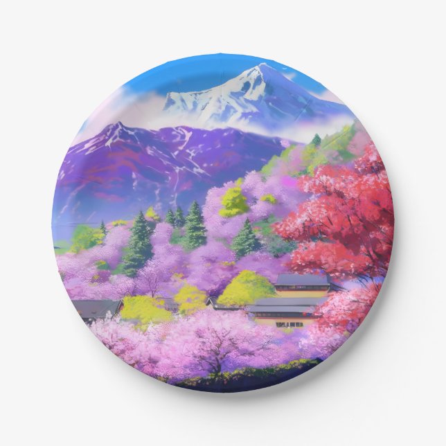 The mountains of japan paper plates (Front)