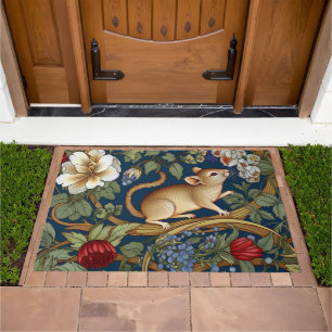 The mouse and flowers Art nouveau Doormat