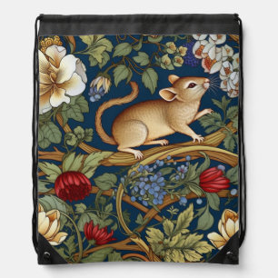 The mouse and flowers Art nouveau Drawstring Bag
