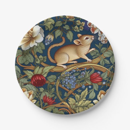 The mouse and flowers Art nouveau Paper Plates