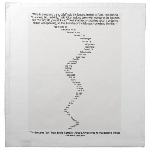 The Mouses Tale by Lewis Carroll Wonderland Napkin