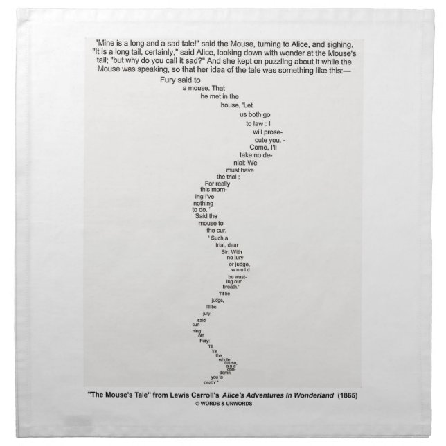 The Mouse's Tale by Lewis Carroll Wonderland Napkin (Front)