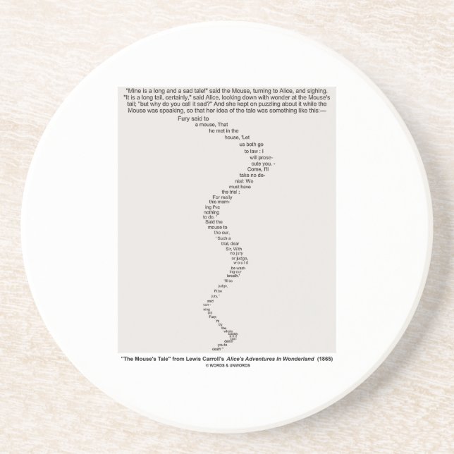 The Mouse's Tale by Lewis Carroll Wonderland Sandstone Coaster (Front)