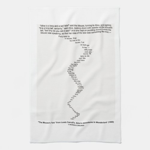 The Mouses Tale by Lewis Carroll Wonderland Towel