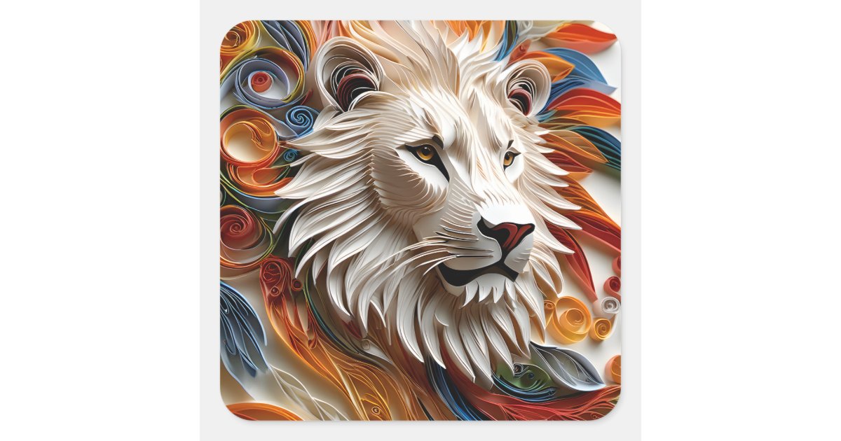 The movie Paper Cut Lion is a heartwarming tale of Square Sticker | Zazzle