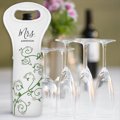 The Mrs Floral Vine  Wine Bag