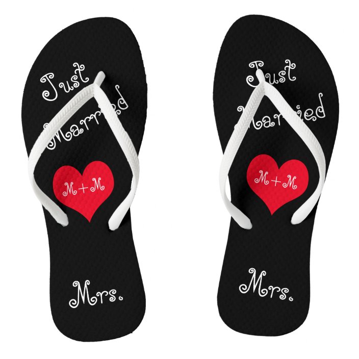 just married flip flops