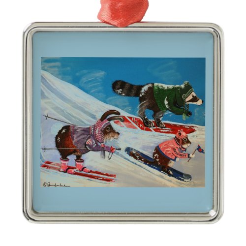 The Ms. Elizabeth Ski Team Metal Ornament