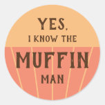 The Muffin Man Funny Sticker Kids Baking Party at Zazzle