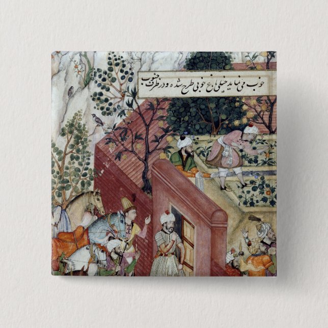 The Mughal Emperor Babur Pinback Button (Front)