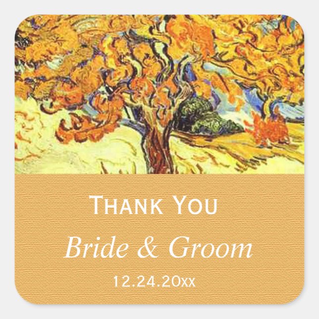 The Mulberry Tree thank you wedding favor stickers (Front)