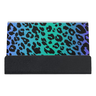 The Multi-Colored Leopard Series Design 6 Desk Business Card Holder