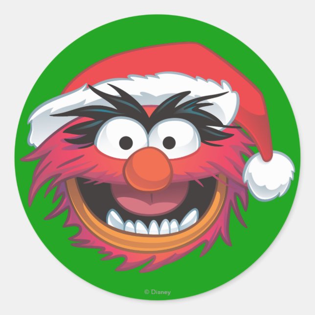 The Muppets | Christmas Animal Face Classic Round Sticker (Front)