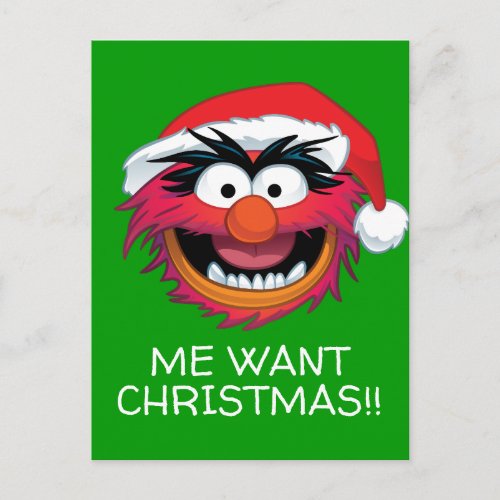 The Muppets  Christmas Animal Face Holiday Postcard