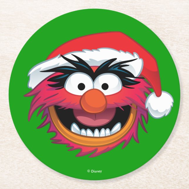 The Muppets | Christmas Animal Face Round Paper Coaster (Front)
