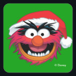 The Muppets | Christmas Animal Face Square Sticker<br><div class="desc">Celebrate the holidays and your love of The Muppets with this cute Christmas design featuring Animal in a Santa Claus hat.</div>