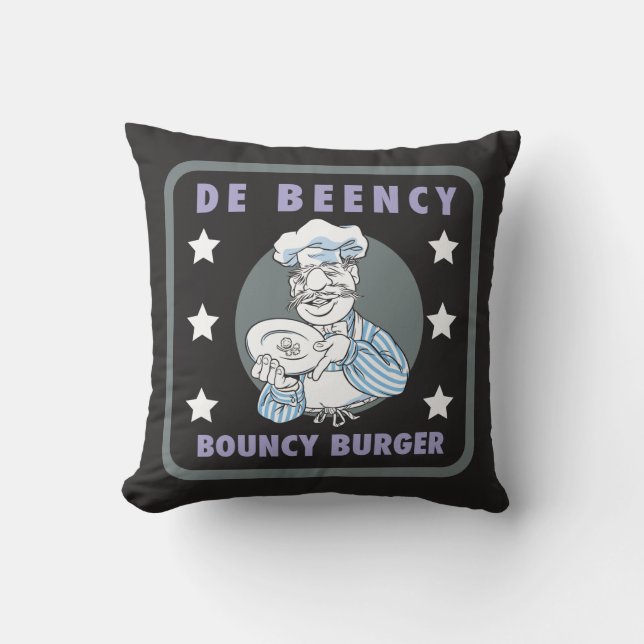 The Muppets | De Beency Bouncy Burger Logo Throw Pillow (Front)