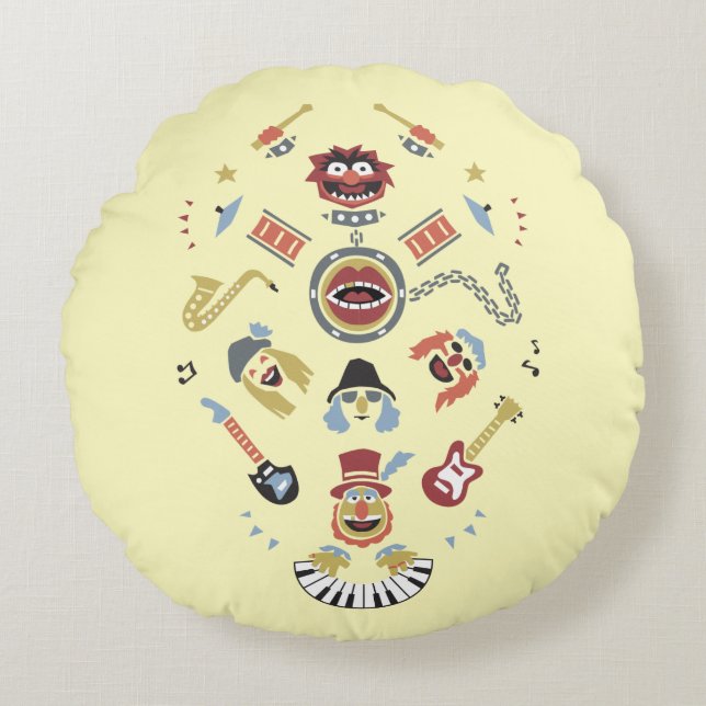 The Muppets Electric Mayhem Iconic Shape Graphic Round Pillow (Front)